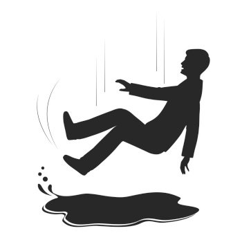 People falling. Person slipping on wet floor, falling down stairs