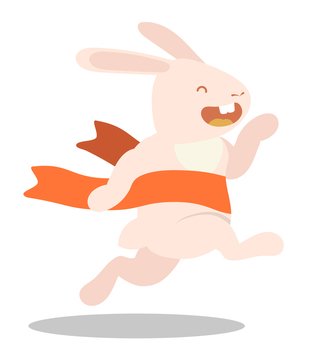 You searched for smiling blue rabbit cartoon character running