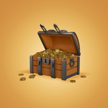 Little crypto Coin Treasure Box 3D  Render  illustration