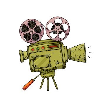 Old movie camera with reel icon cartoon style Vector Image