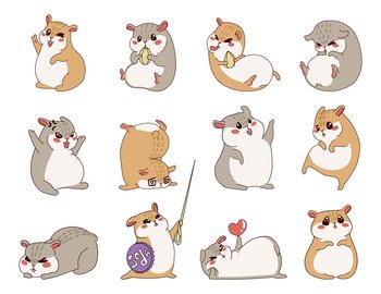 Cute hamster kawaii chibi drawing style Royalty Free Vector
