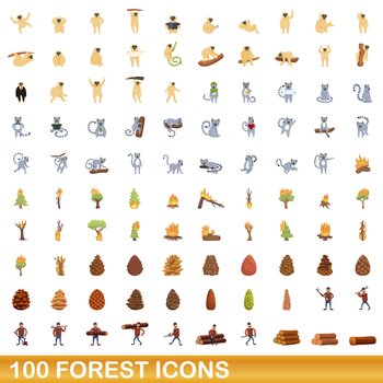 100 household goods icons set cartoon style Vector Image