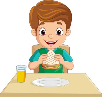 boy eating breakfast clip art