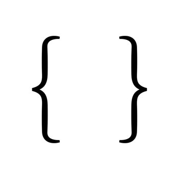 Curly braces punctuation mark black icon. Vintage brackets symbol