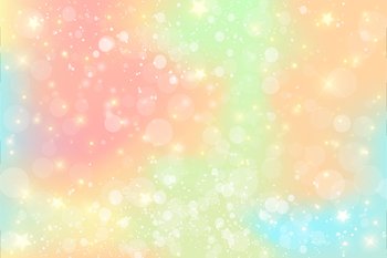 Glitters Rainbow Sky. Shiny Rainbows Pastel Color Magic Fairy