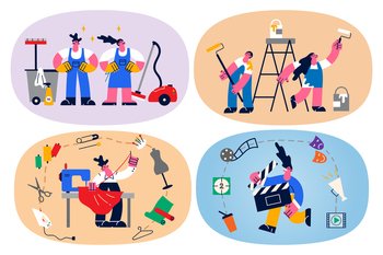 Hobby Persons. People of Creative Professions at Work. Artistic  Occupations, Retro Hobbies Cartoon Characters Vector Set Stock Vector -  Illustration of author, pastime: 137086191