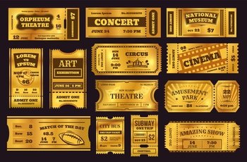 Vintage circus ticket template, old carnival entry tickets. Retro magic  show invitation, fairground or amusement park entrance coupon vector set  23331827 Vector Art at Vecteezy