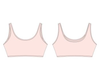 Technical Sketch Girl Bra. Women's Underwear Top Design Template