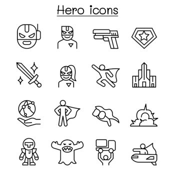 Super Mom Super Woman Hero Icon Set In Thin Line Style Stock Illustration -  Download Image Now - iStock