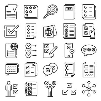 You searched for online survey checklist icons set. outline set of online  survey checklist vector icons for web design isolated on white background.  online survey checklist icons set