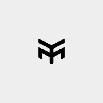 Letter M MM Monogram Logo Design Minimal Icon With Black Color