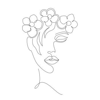 You searched for face of woman on white  line drawing style. tattoo idea.