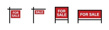 Sale real estate signs For sale vector red sign Vector isolated collection signs EPS 10