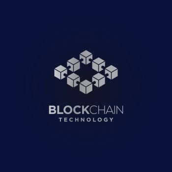 Block chain technology logo design Digital crypto currency mining icon Bitcoin service