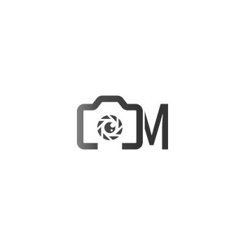 Letter M logo of the photography is combined with the camera icon template