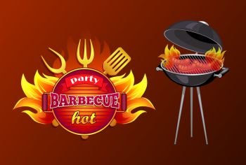 Barbecue grill party clip art set Royalty Free Vector Image
