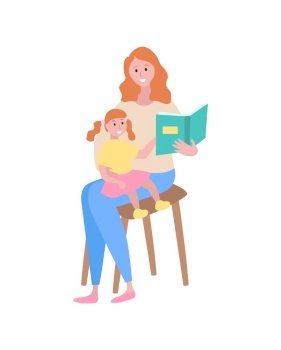 mom reading to baby clipart