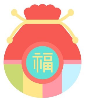 Red chinese envelope for money isolated color line icon. Vector