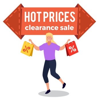 Hot Price Sale Poster With Womens Bag. Discount, Special Offers