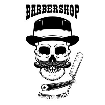 Barber skull with scissors Royalty Free Vector Image