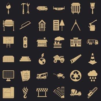Building material icons set cartoon style Vector Image