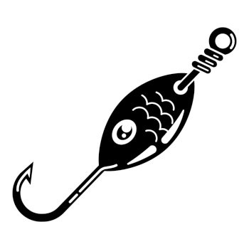 Fishing Hook with Feather Icon. Graphic Fly Fishing Icon or Logo Stock  Vector - Illustration of abstract, black: 173038877