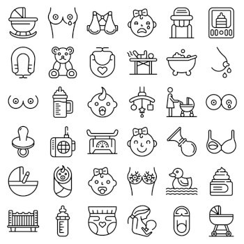 Outline icons set of equipment for feeding baby Vector Image