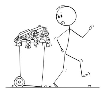 Image Details ISS_17050_00675 - Cartoon stick man illustration of man  pulling wheelie bin.