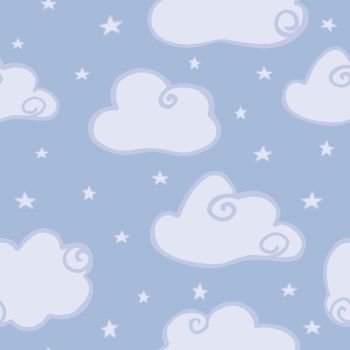 Cute Cartoon Clouds Seamless Pattern (Clouds-And-Sky)