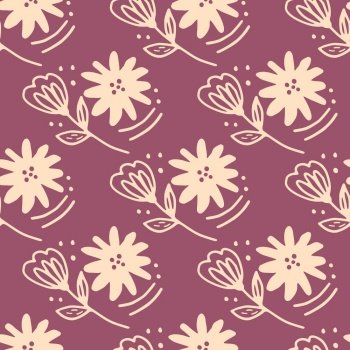 Seamless pattern with cute flowers on pink background. Simple style. Doodle  floral wallpaper. 5609954 Vector Art at Vecteezy