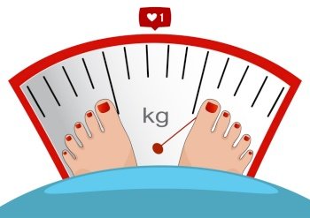 Weight scale with nutrition facts. Depth of field with focus on fat  information Stock Photo - Alamy