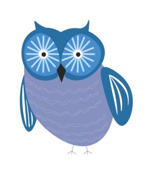 Funny blue bird cartoon. Vector illustration of forest blue bird
