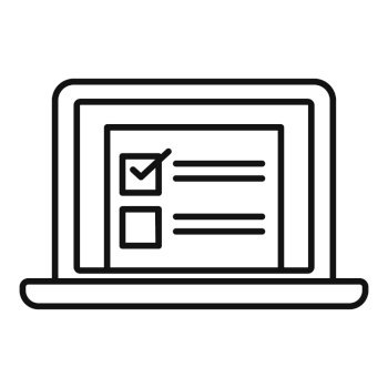 Start online survey icon. Outline start online survey vector icon for web  design isolated on white background Stock Vector