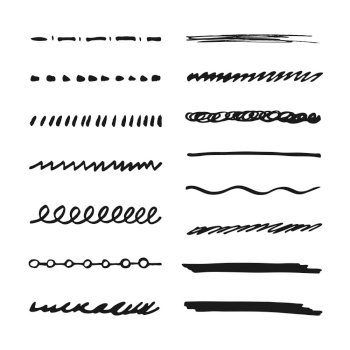 Vector Hand Drawn Collection Of Underlines And Highlight Lines