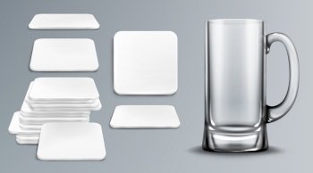 White square blank beer coasters isolated Vector Image