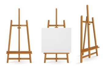 Premium Vector  Wooden easel stand paint desk blank art board vector  illustration