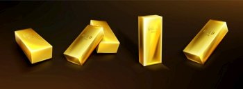 Free Vector  Gold bars on scales, realistic golden weights with precious  metal bullion blocks