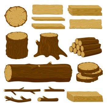Cartoon wood logs and timber