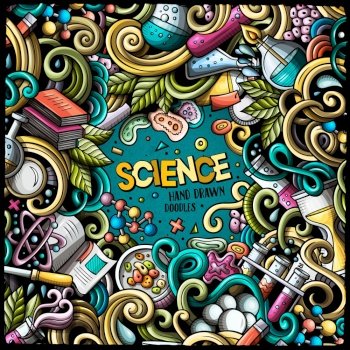 Cartoon Cute Doodles Hand Drawn Science Illustration. Colorful Detailed,  With Lots Of Objects Background. Funny Vector Artwork Royalty Free SVG,  Cliparts, Vectors, and Stock Illustration. Image 68966618.
