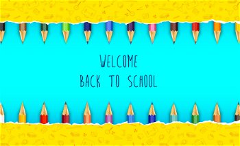 Welcome Back School Chalkboard Pencils Grid Stock Illustration 683678257