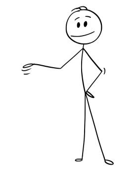 Cartoon of Front of Naked or Nude Stick Figure - Stock