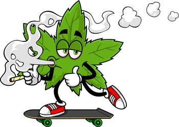 cartoon weed leaf smoking