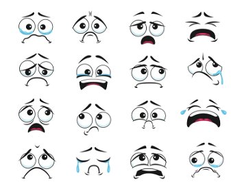 Cartoon Facial Expression Emotion Scared Sad Cry Eye Mouth 