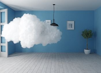 cloud in the room 3d creative concept rendering