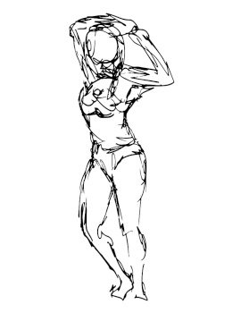 Doodle Art Illustration Of A Nude Female Human Figure Model Sitting Down  Front View Done In