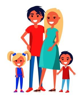 family cartoon of 4 two daughters
