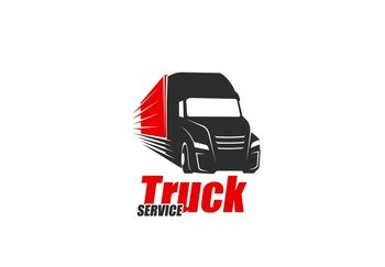 Truck service icon  delivery and logistics cargo vehicle  vector symbol Shipping transport rental for move or business freight transportation  truck 