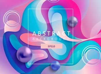 Abstract geometric gradient background with wavy shapes  square frame and balls Colorful and digital backdrop for the advertise and marketing in dyna