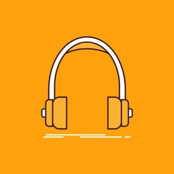 Audio  headphone  headphones  monitor  studio Flat Line Filled Icon Beautiful Logo button over yellow background for UI and UX  website or mobile app