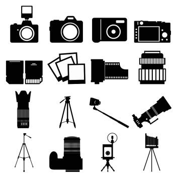 Photography simple icons set isolated on white background Photography simple icons